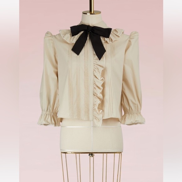GUCCI 2017 tie neck bow ruffle top blouse 44 IT - Picture 1 of 12